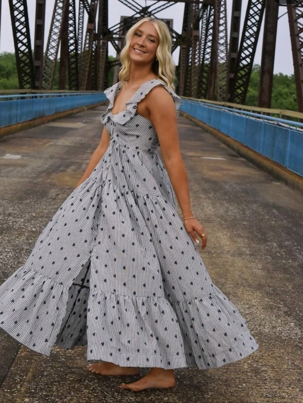 Anthropologie Pilcro Flutter-Sleeve Tiered Maxi Dress - Picture 4 of 13